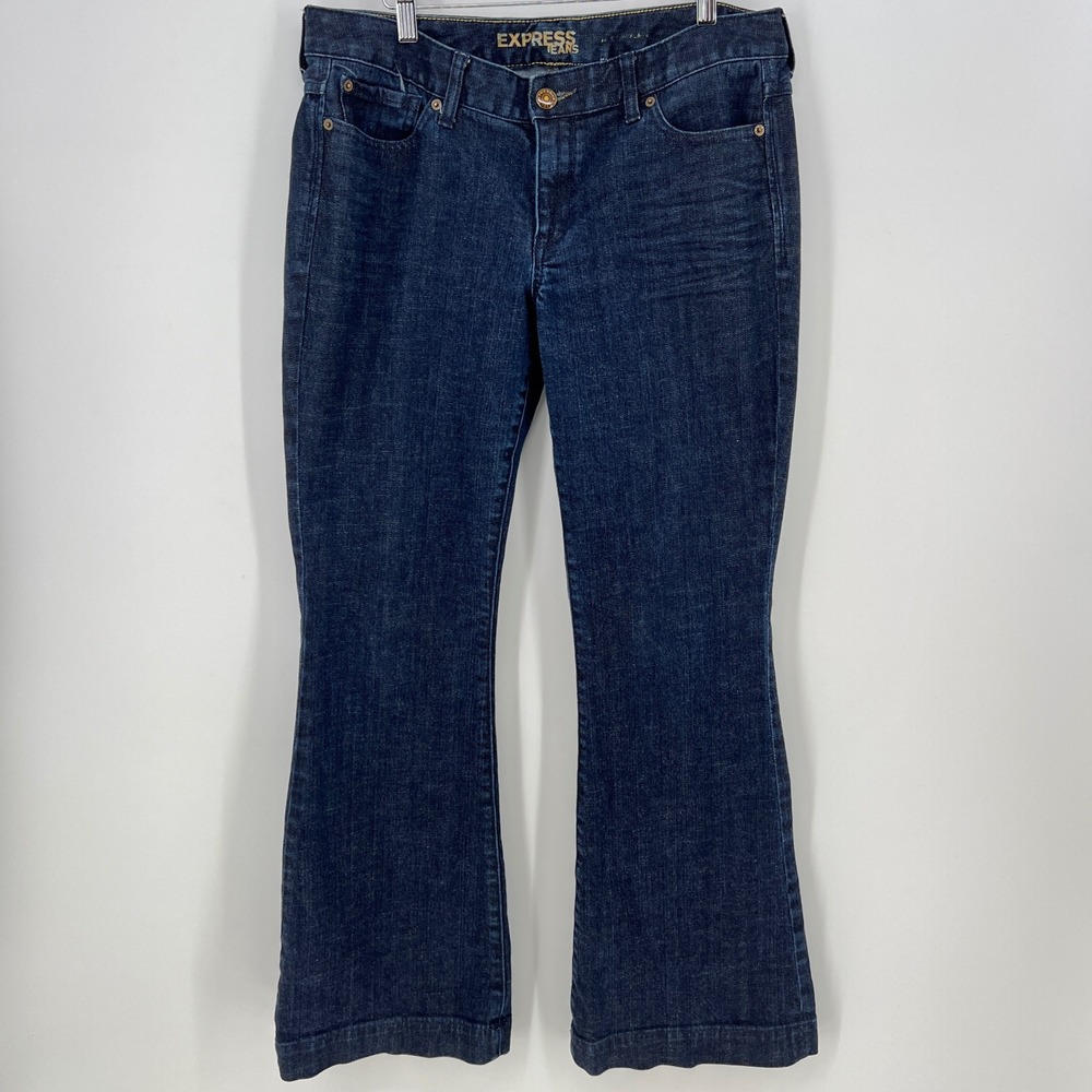Express Eva Fit & Flare Jeans Womens 12R Dark Wash‎ Bootcut Flare Denim Mid Rise
